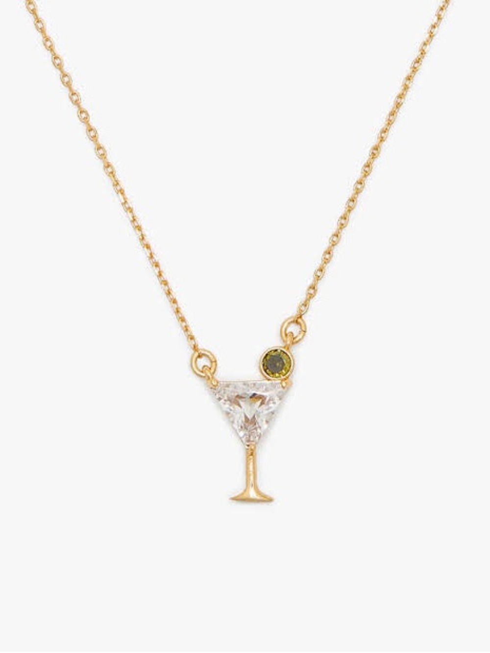 kate spade Gold-tone Martini Pendant Necklace with Green Accent